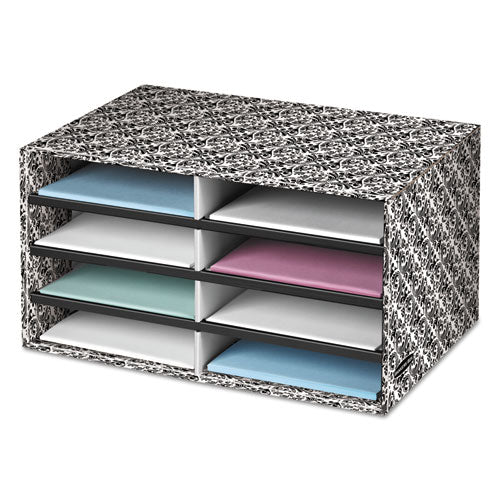 Decorative Sorter, 8 Letter Sections, 19 1-2 X 12 3-8 X 10 1-4, Bk-we Brocade