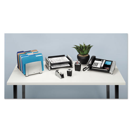 Office Suites Side Load Letter Tray, 1 Section, Letter Size Files, 14.81" X 10.31" X 2.5", Black-silver