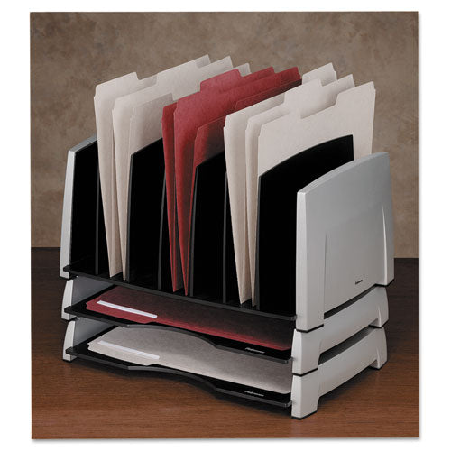 Office Suites Side Load Letter Tray, 1 Section, Letter Size Files, 14.81" X 10.31" X 2.5", Black-silver