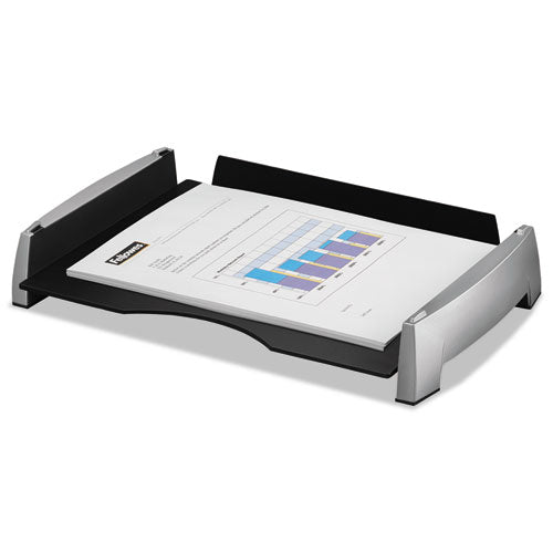 Office Suites Side Load Letter Tray, 1 Section, Letter Size Files, 14.81" X 10.31" X 2.5", Black-silver