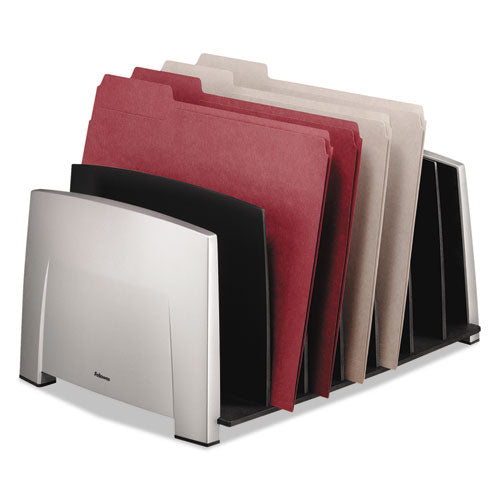 Office Suites File Sorter, 7 Sections, Letter Size Files, 14.5" X 10.31" X 7.5", Black-silver