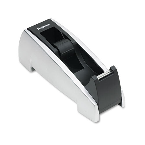 Office Suites Desktop Tape Dispenser, 1" Core, Plastic, Heavy Base, Black-silver