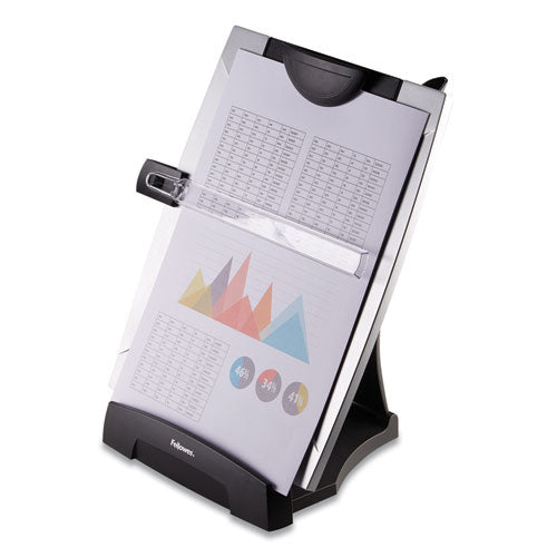 Office Suites Desktop Copyholder, Plastic, 150 Sheet Capacity, Black-silver