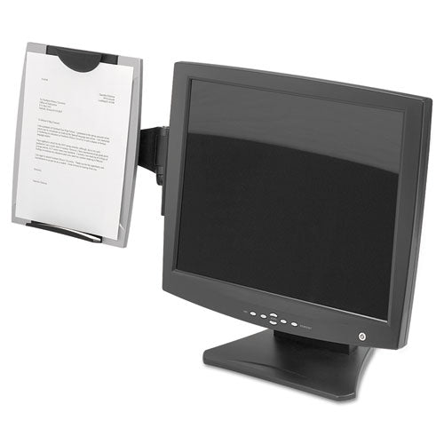 Office Suites Monitor Mount Copyholder, Plastic, Holds 150 Sheets, Black-silver