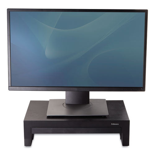 Adjustable Monitor Riser With Storage Tray, 16 X 9 3-8 X 6, Black Pearl