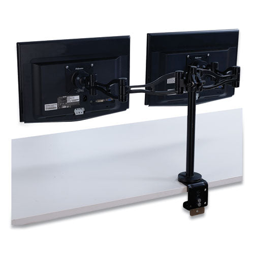 Desk-mount Dual Monitor Arm, Supports 24 Pounds, Black