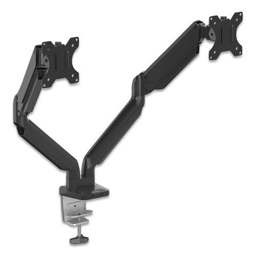 Platinum Series Dual Monitor Arm, For Monitors Up To 27", 20 Lbs Per Arm, Clamp-grommet, Black