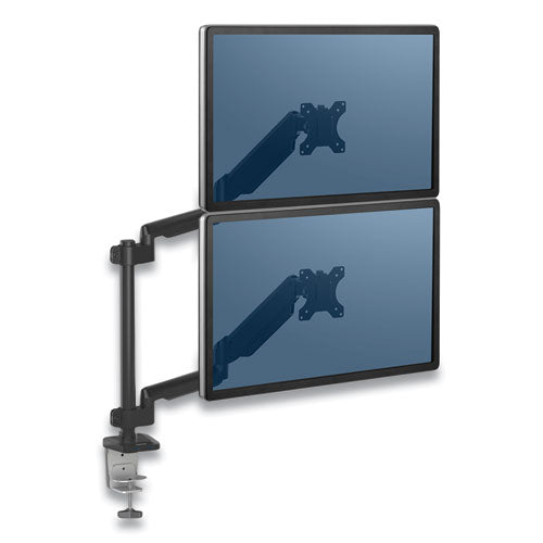 Platinum Series Dual Stacking Monitor Arm, Up To 27"-22 Lbs, Clamp-grommet, Black