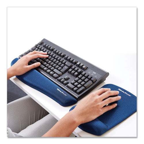 Plushtouch Mouse Pad With Wrist Rest, Foam, Blue, 7 1-4 X 9-3-8