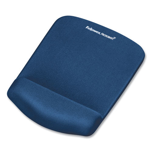 Plushtouch Mouse Pad With Wrist Rest, Foam, Blue, 7 1-4 X 9-3-8