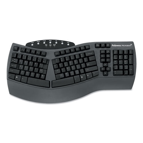 Ergonomic Split-design Keyboard W-antimicrobial Protection, 105 Keys, Black