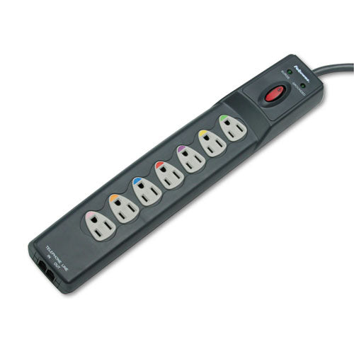 Power Guard Surge Protector, 7 Outlets, 6 Ft Cord, 1600 Joules, Gray