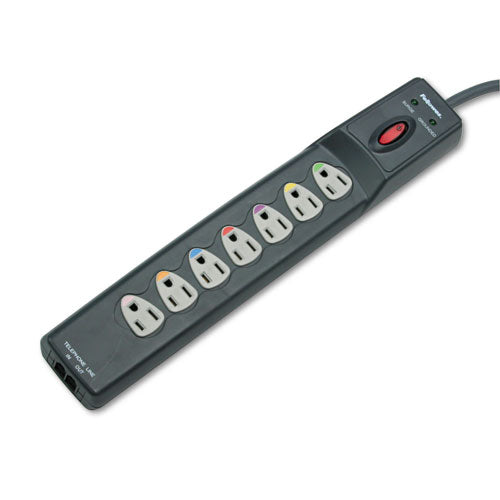 Power Guard Surge Protector, 7 Outlets, 12 Ft Cord, 1600 Joules, Gray
