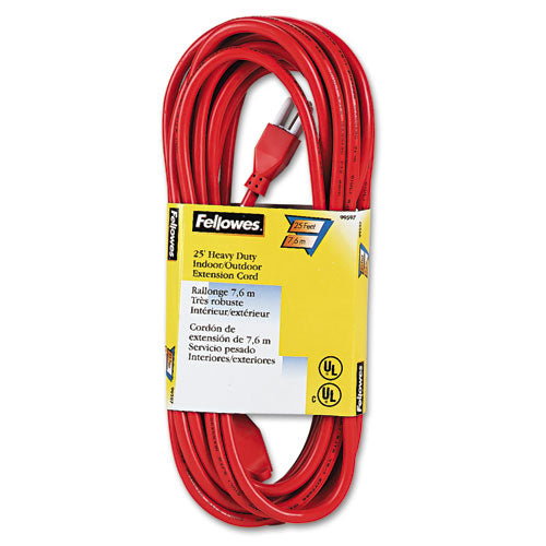 Indoor-outdoor Heavy-duty 3-prong Plug Extension Cord, 1-outlet, 25ft, Orange