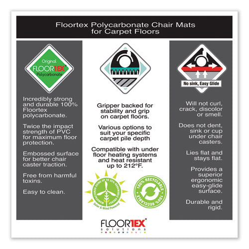 Cleartex Ultimat Polycarbonate Chair Mat For Low-medium Pile Carpet, 48 X 79, Clear
