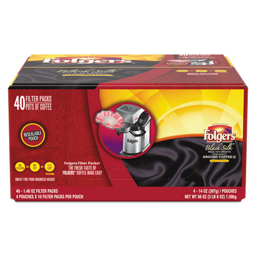 Coffee Filter Packs, Black Silk, 1.4 Oz Pack, 40packs-carton