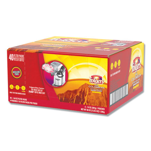 Coffee Filter Packs, 100% Colombian, 1.4 Oz Pack, 40-carton