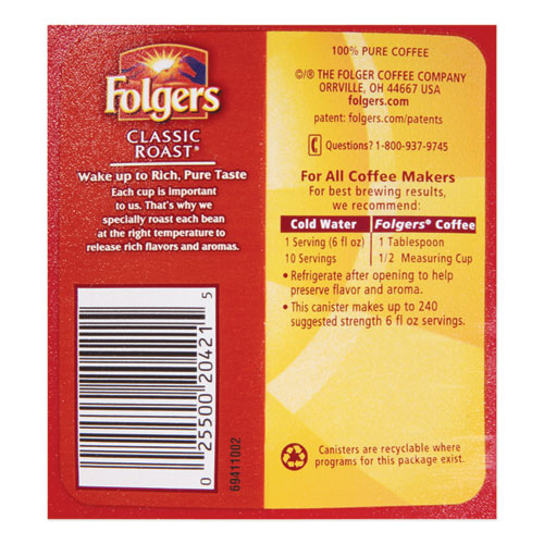 Coffee, Classic Roast, Ground, 30.5 Oz Canister, 6-carton