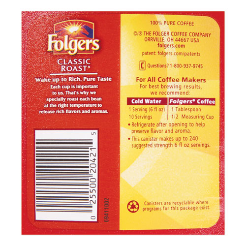 Coffee, Classic Roast, 30 1-2 Oz Canister, 6-carton, 294-pallet