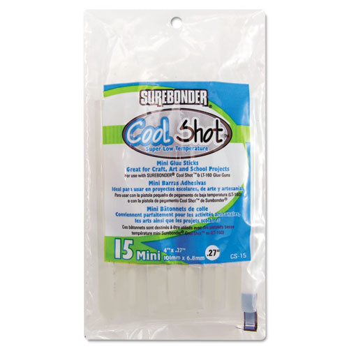 Coolshot Low Temp Glue Sticks, 0.27" X 4", Dries Clear, 15-pack
