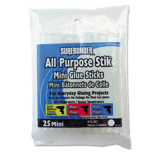Hot Melt Glue Sticks, 0.27" X 4", Dries White, 25-pack