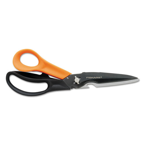 Cuts+more Scissors, 9" Long, 3.5" Cut Length, Black-orange Offset Handle