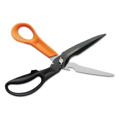 Cuts+more Scissors, 9" Long, 3.5" Cut Length, Black-orange Offset Handle