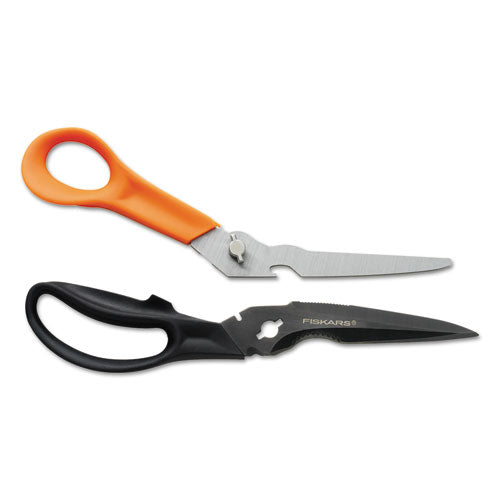 Cuts+more Scissors, 9" Long, 3.5" Cut Length, Black-orange Offset Handle