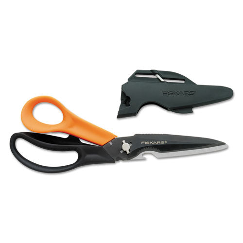 Cuts+more Scissors, 9" Long, 3.5" Cut Length, Black-orange Offset Handle