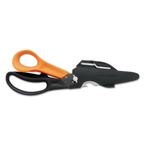 Cuts+more Scissors, 9" Long, 3.5" Cut Length, Black-orange Offset Handle