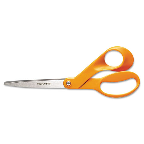 Home And Office Scissors, 8" Long, 3.5" Cut Length, Orange-gray Offset Handle