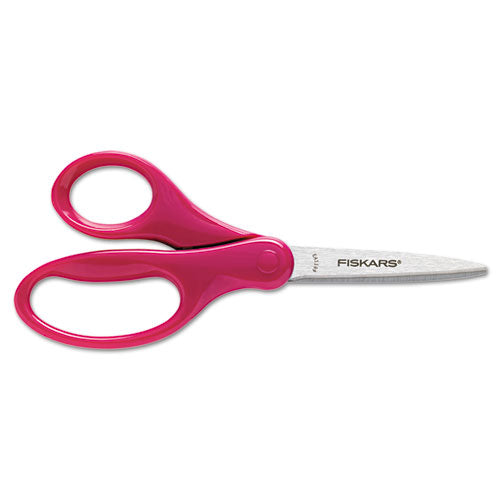 Kids-student Scissors, Pointed Tip, 7" Long, 2.75" Cut Length, Assorted Straight Handles