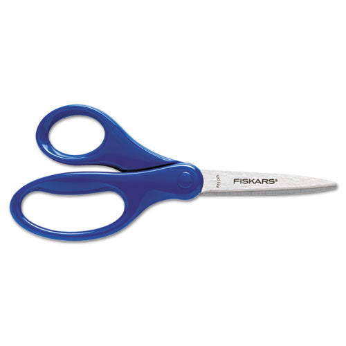 Kids-student Scissors, Pointed Tip, 7" Long, 2.75" Cut Length, Assorted Straight Handles