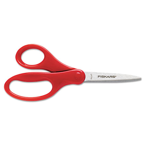 Kids-student Scissors, Pointed Tip, 7" Long, 2.75" Cut Length, Assorted Straight Handles