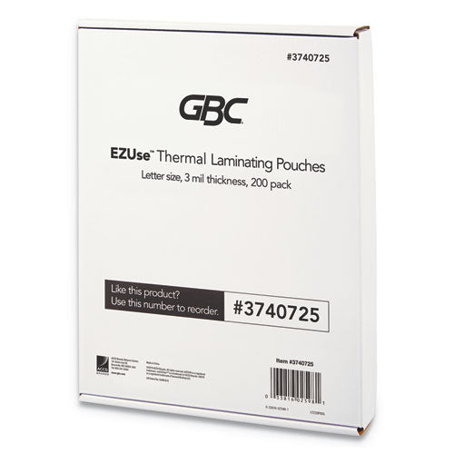 Ezuse Thermal Laminating Pouches, 3 Mil, 8.5" X 11", Gloss Clear, 200-pack