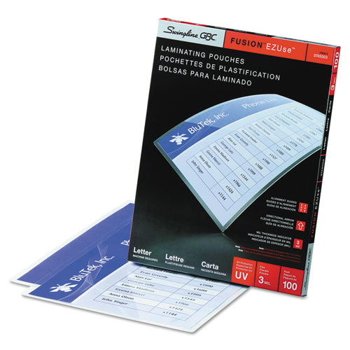 Ezuse Thermal Laminating Pouches, 3 Mil, 9" X 11.5", Gloss Clear, 100-box