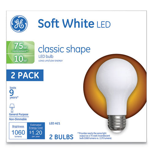 Classic Led Soft White Non-dim A21, 10 W, 2-pack