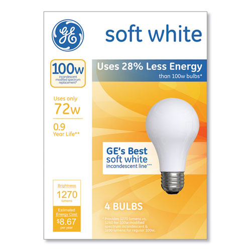 Halogen Bulb, Globe, 72 Watts, Soft White, 4-pack