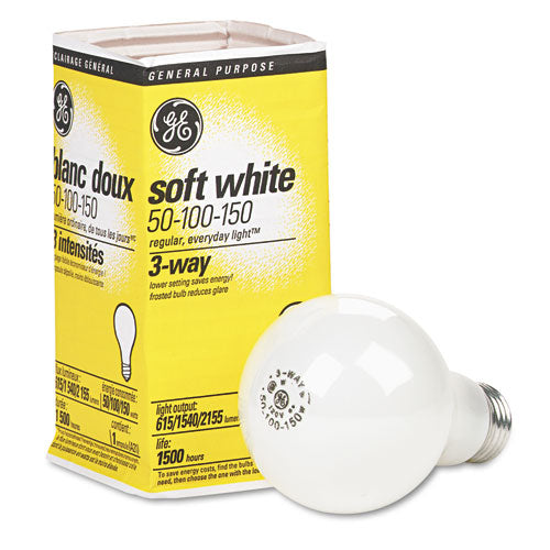 Incandescent Soft White 3-way A21 Light Bulb, 50-100-150 W