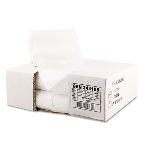 High Density Can Liners, 16 Gal, 7 Microns, 24" X 31", Natural, 1,000-carton