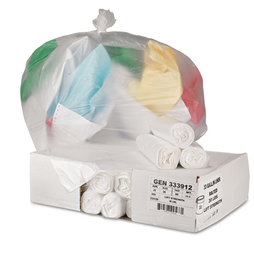 High-density Can Liners, 33 Gal, 9 Microns, 33" X 39", Natural, 500-carton
