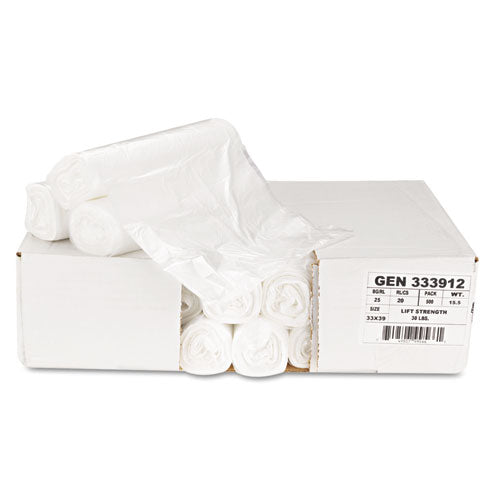 High-density Can Liners, 33 Gal, 9 Microns, 33" X 39", Natural, 500-carton