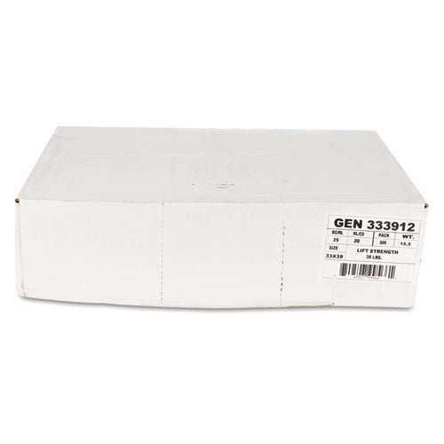 High-density Can Liners, 33 Gal, 9 Microns, 33" X 39", Natural, 500-carton