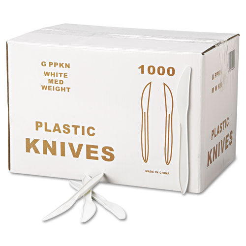 Medium-weight Cutlery, Knife, White, 1000-carton