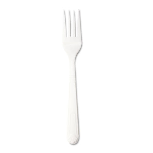 Heavyweight Cutlery, Fork-knife-teaspoon-salt-pepper-napkin, Polypropylene Plastic, White, 250-carton