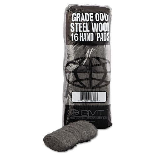 Industrial-quality Steel Wool Hand Pad, #000 Extra Fine, 16-pack, 192-carton