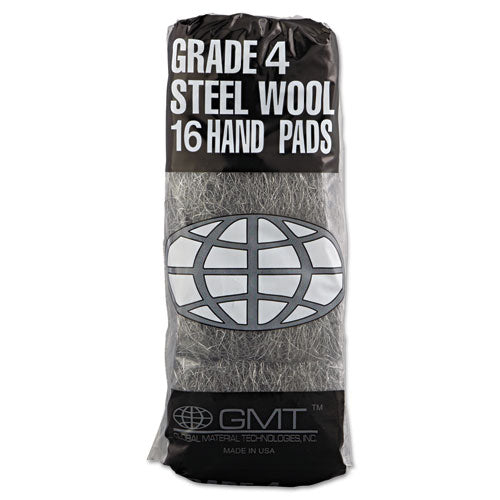 Industrial-quality Steel Wool Hand Pad, #4 Extra Coarse, 16-pack, 192-carton