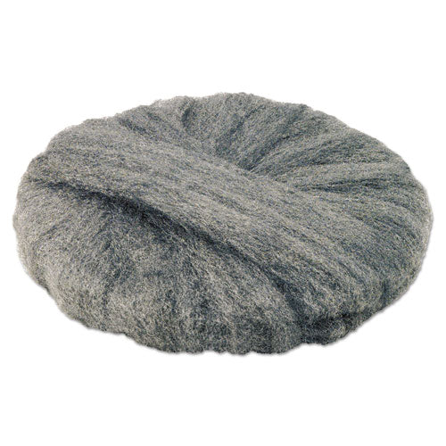 Radial Steel Wool Pads, Grade 2 (coarse): Stripping-scrubbing, 19", Gray, 12-ct
