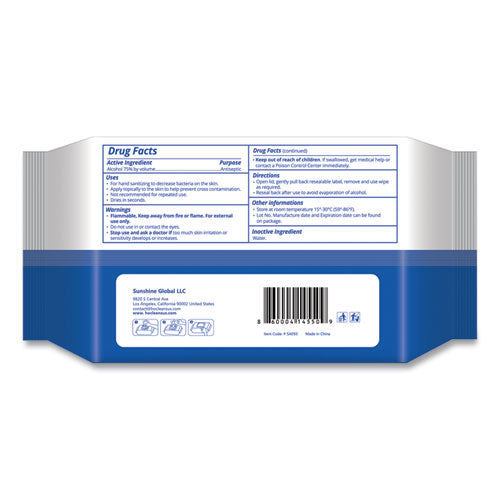 Personal Ethyl Alcohol Wipes, 6 X 8, White, 50-pack, 24 Packs-carton