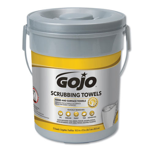 Scrubbing Towels, Hand Cleaning, Silver-yellow, 10 1-2 X 12, 72-bucket